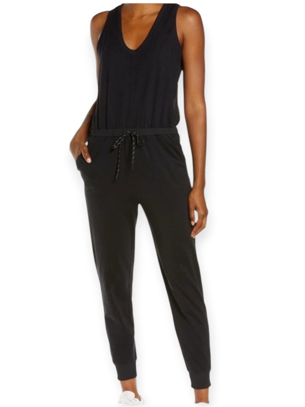 Zella Live In Jogger Jumpsuit M Sleeveless Drawstring Tie Waist Pockets